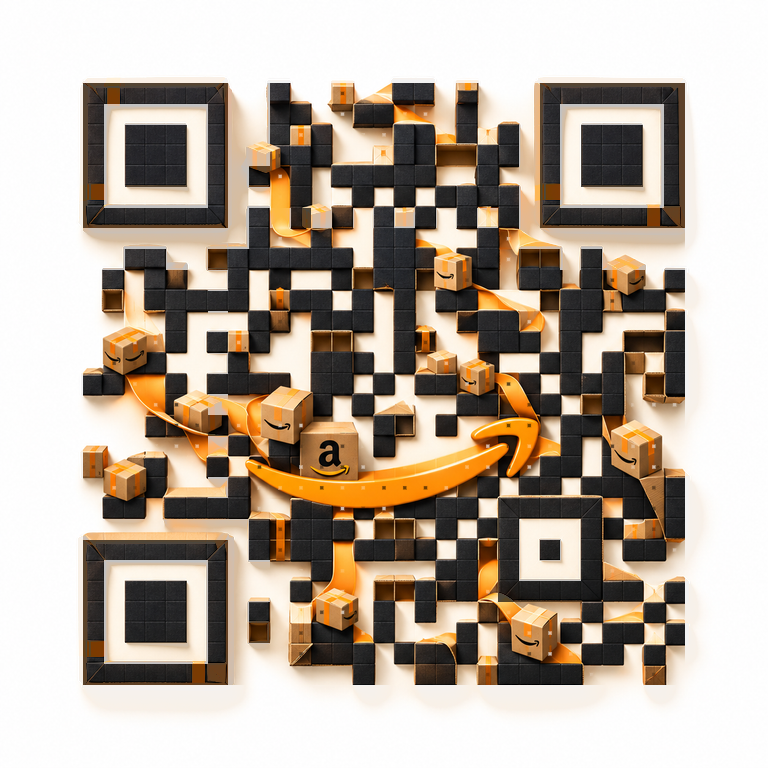 Amazon identity woven into sculptural QR artwork