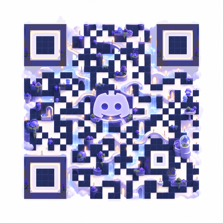 Discord identity woven into sculptural QR artwork