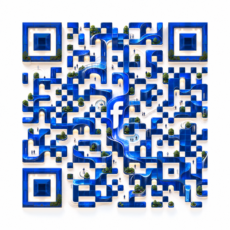 Facebook identity woven into sculptural QR artwork