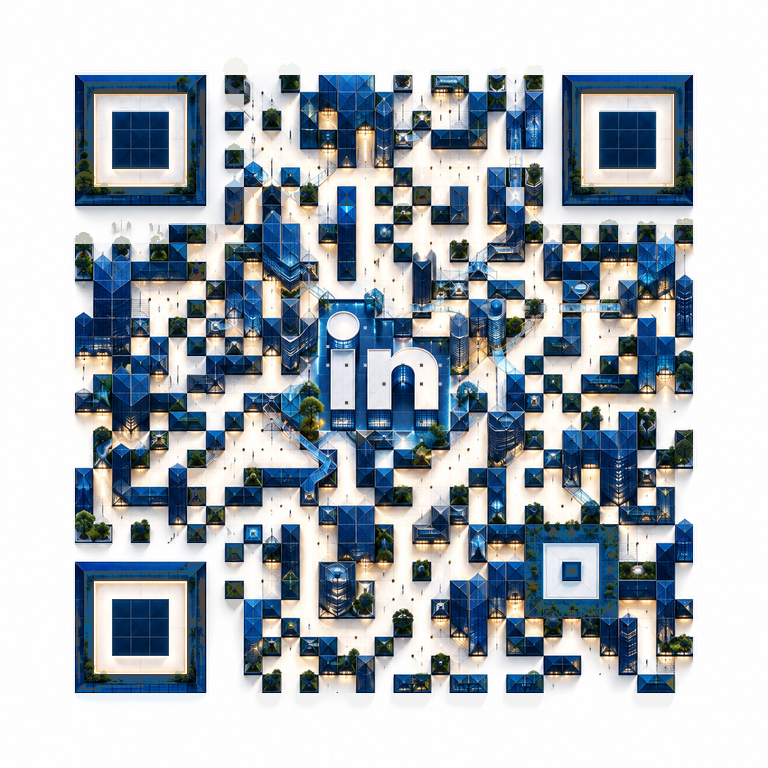 LinkedIn identity woven into sculptural QR artwork