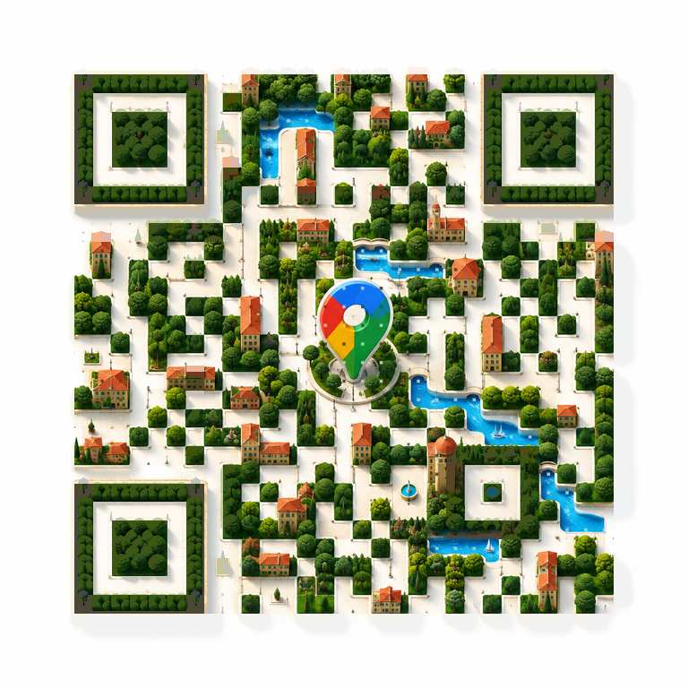 Google Maps identity woven into sculptural QR artwork