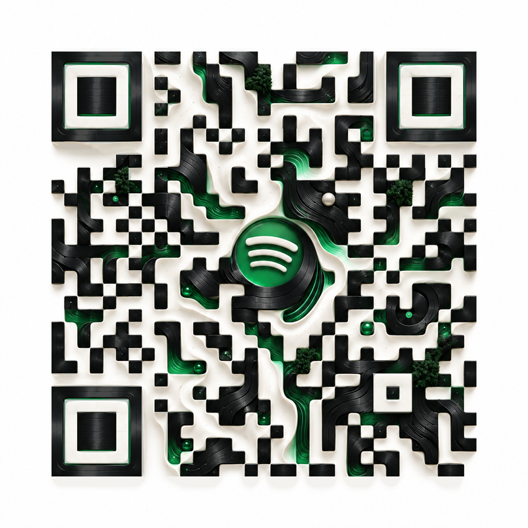 Spotify identity woven into sculptural QR artwork