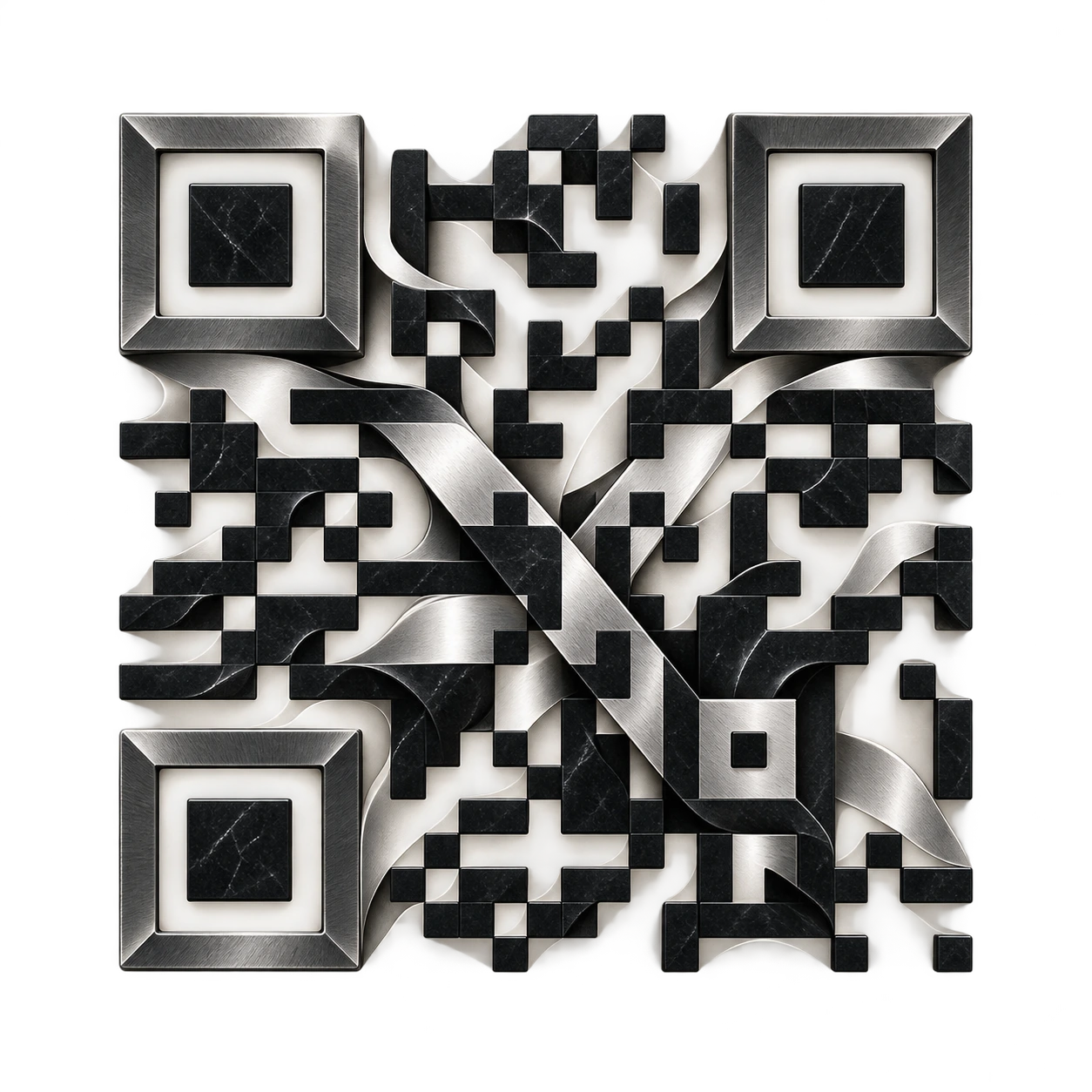 Sculpted steel QR artwork